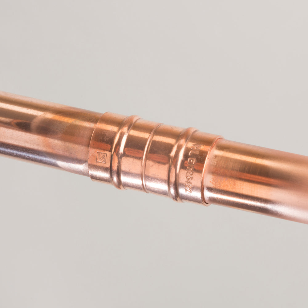 Example of a solder ring coupler connecting two sections of copper pipe