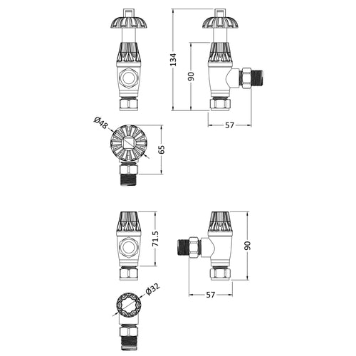 Traditional Thermostatic Radiator Valve Set - Chrome