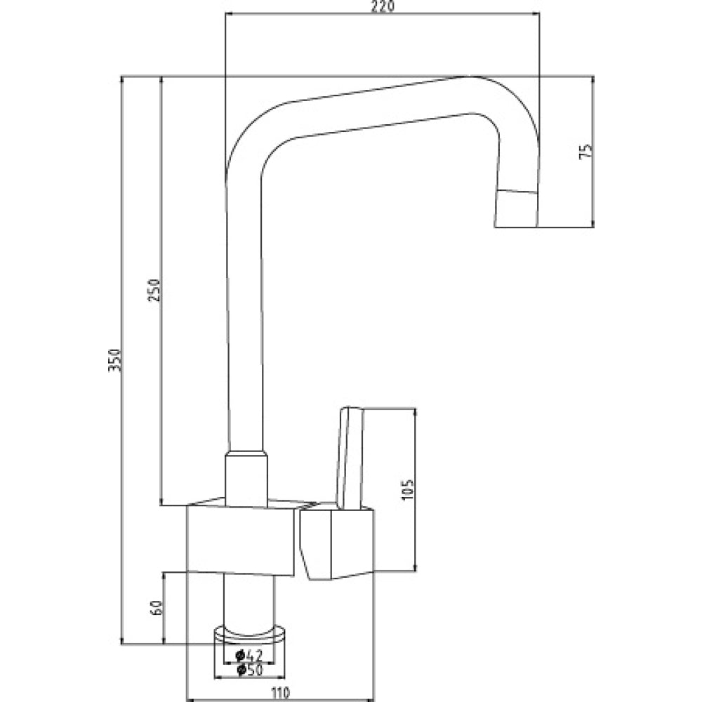 Square Single Lever Side Action Kitchen Mixer Tap