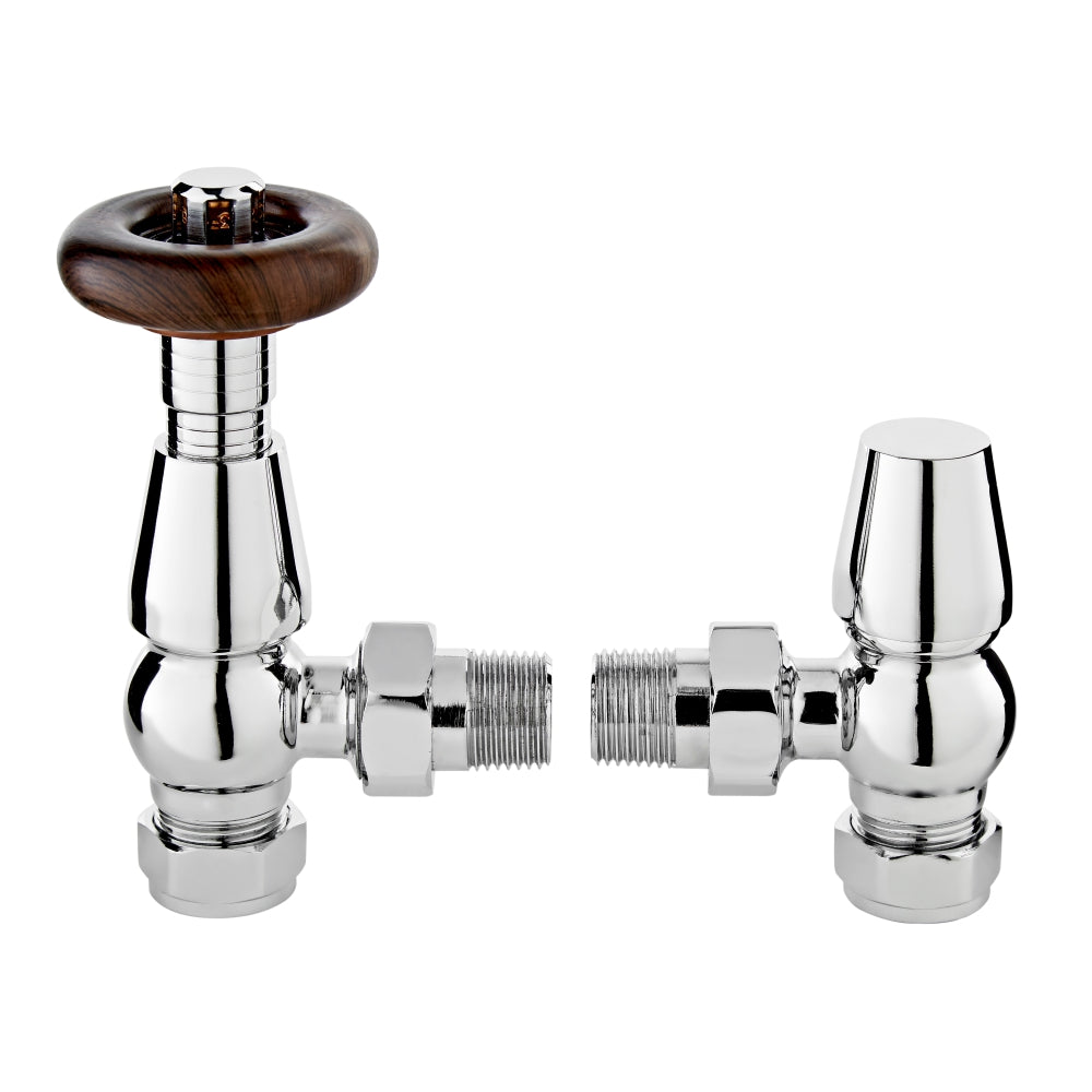 Vintage Thermostatic Radiator Valve Set - Chrome