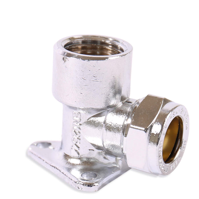 15mm x 1/2" Wallplate Elbow Chrome Compression Fittings 20 Pack