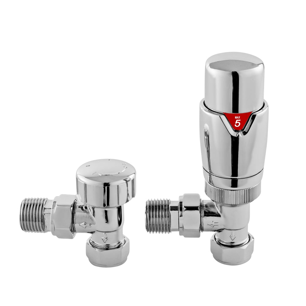Chrome Angled Thermostatic Valves Set