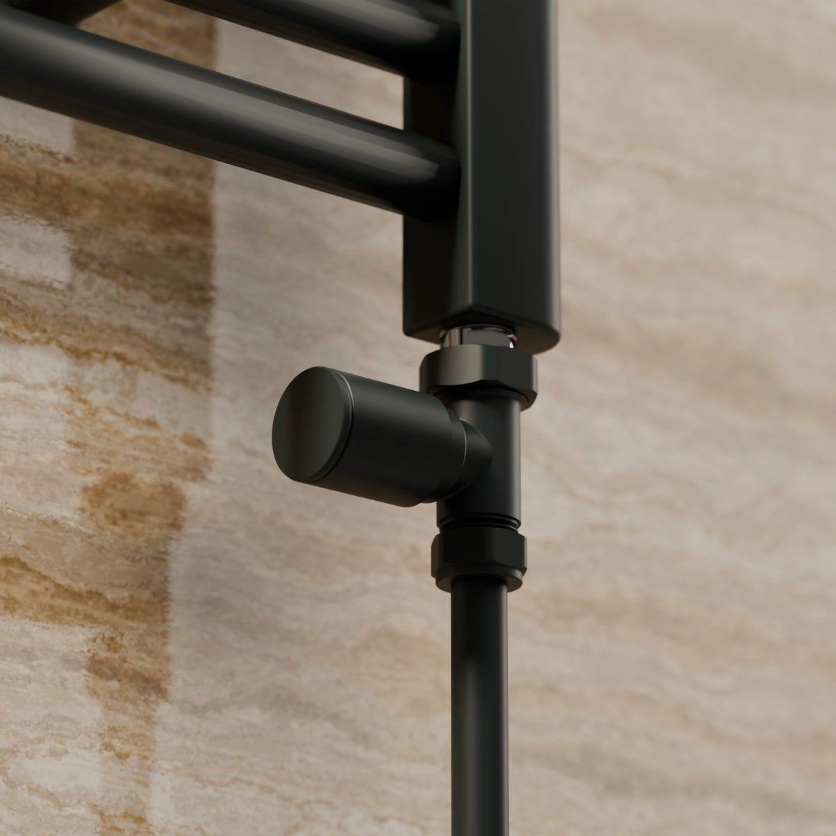 Essenziale Straight Manual Radiator Valve Set Black
