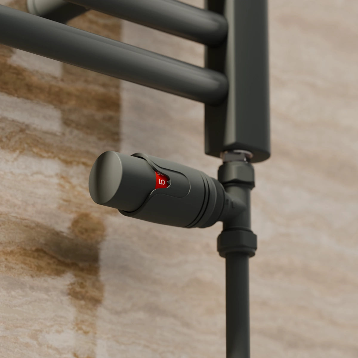 Essenziale Straight Thermostatic Radiator Valve Set Anthracite