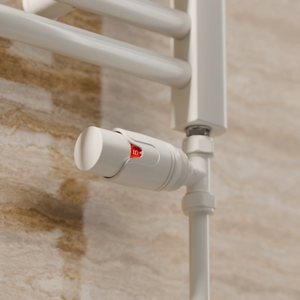 Essenziale Straight Thermostatic Radiator Valve Set White
