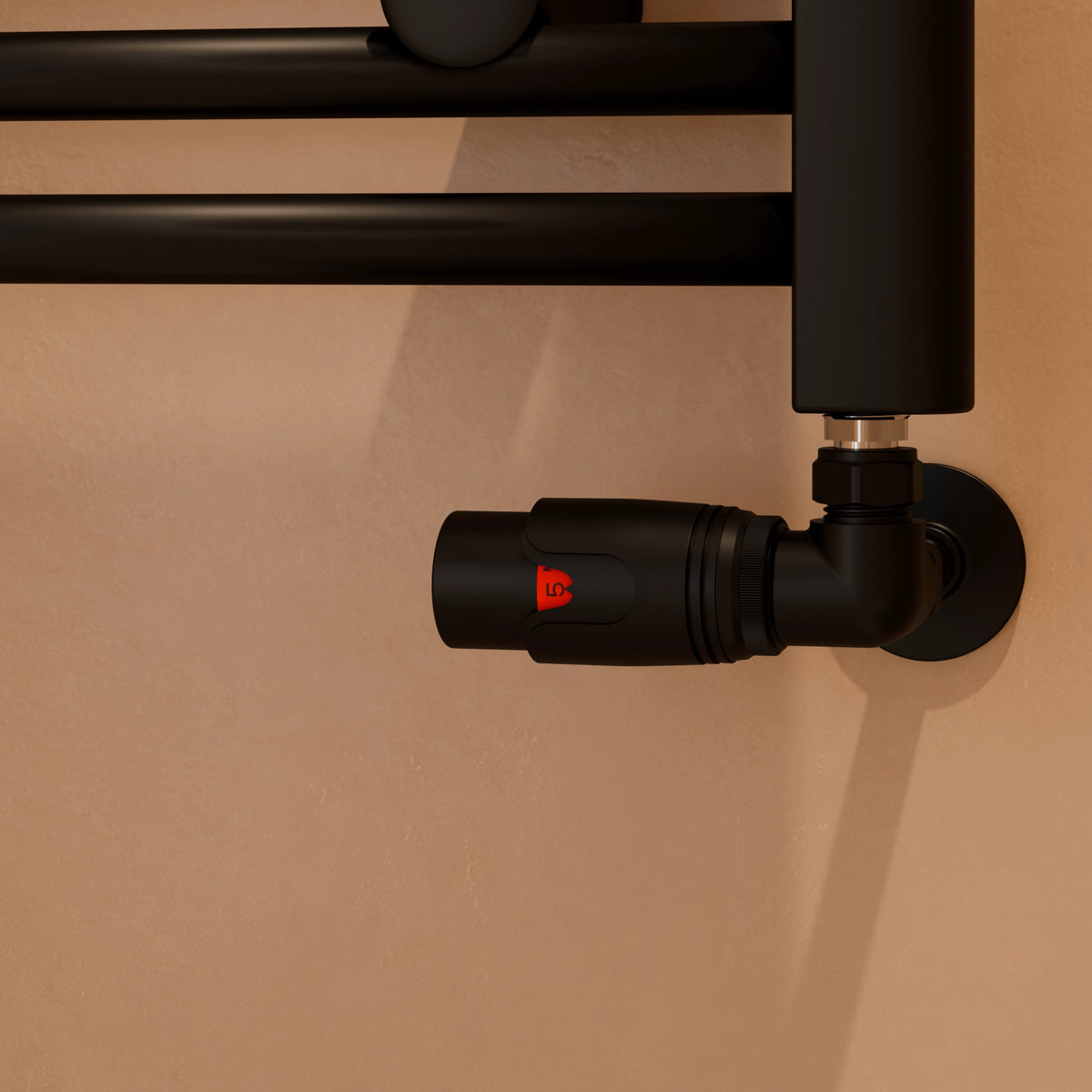 Essenziale Corner Thermostatic Radiator Valve Set Black