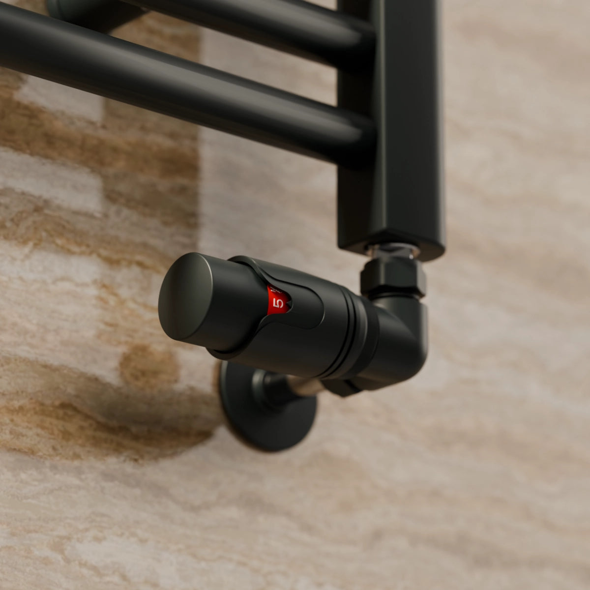 Essenziale Corner Thermostatic Radiator Valve Set Black
