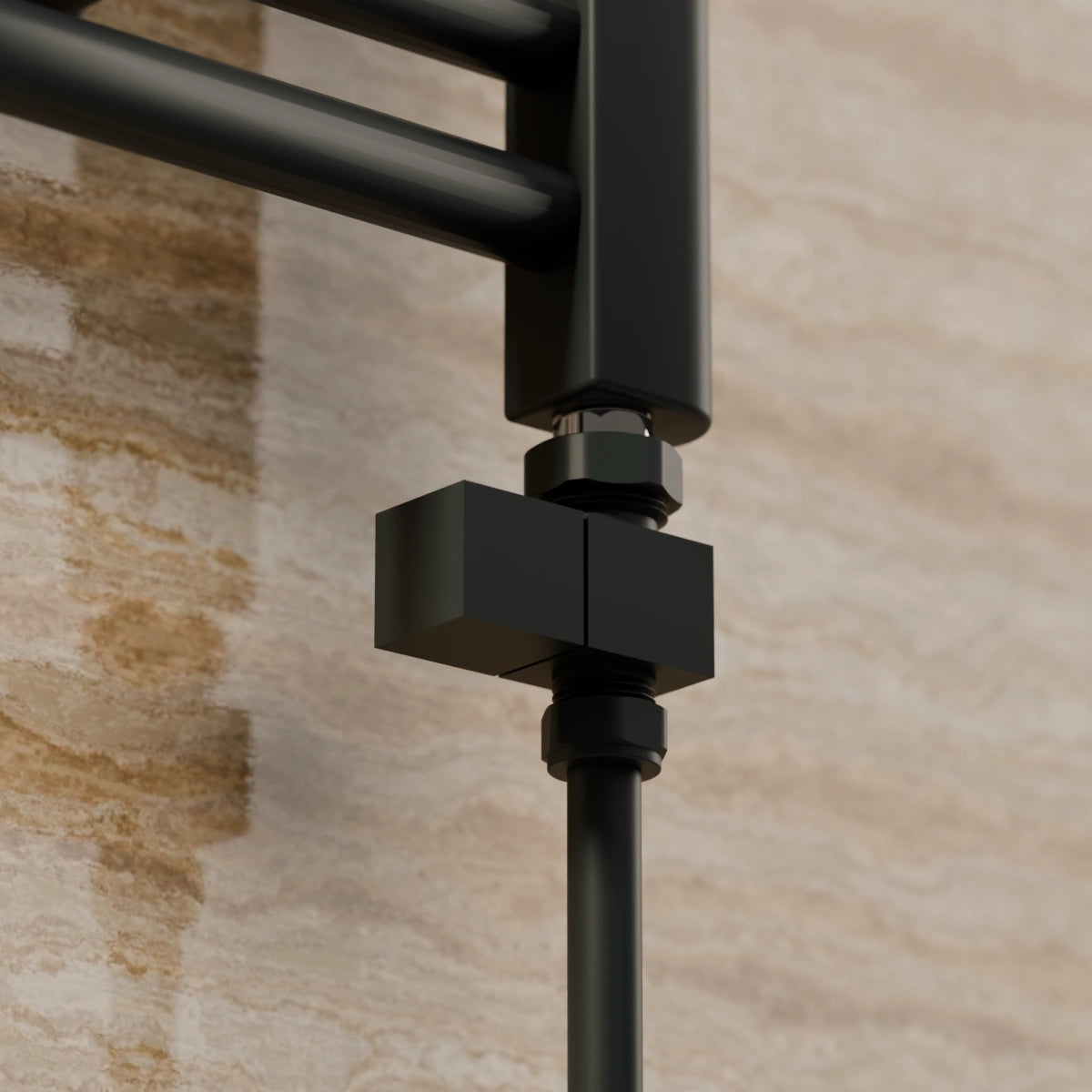 Essenziale Straight Square Manual Radiator Valve Set Black