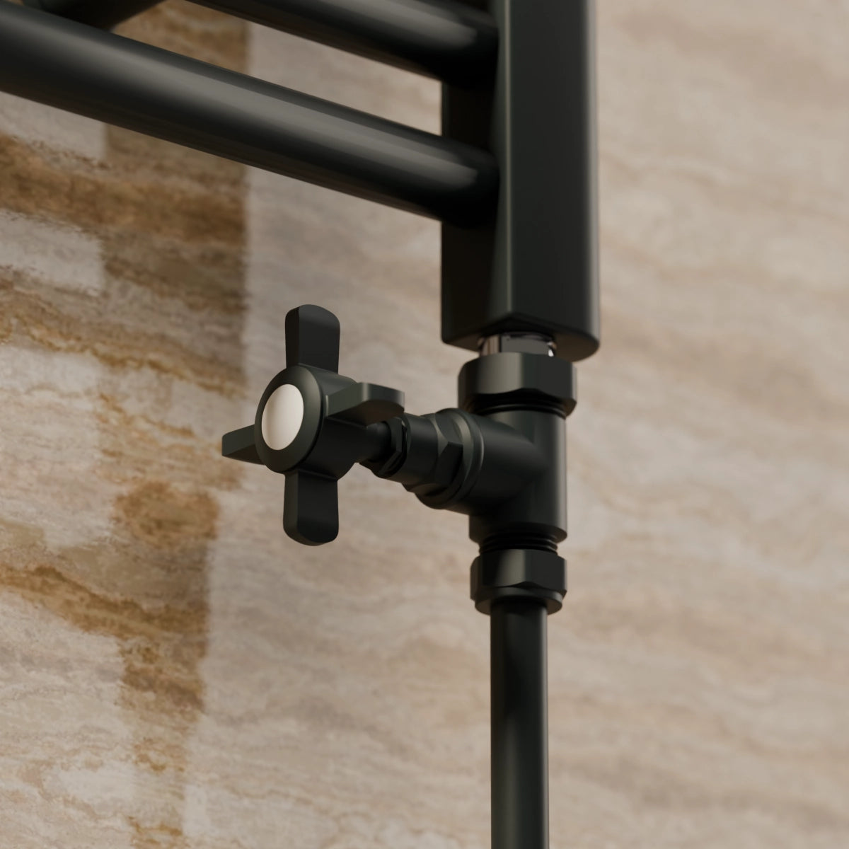 Montefalco Straight Manual Radiator Valve Set Black