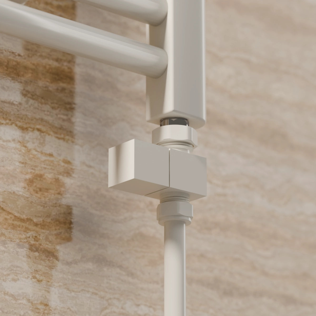 Essenziale Straight Square Manual Radiator Valve Set White