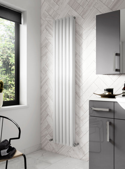 White Oval Style Double Panel Vertical Radiator H1800 W528