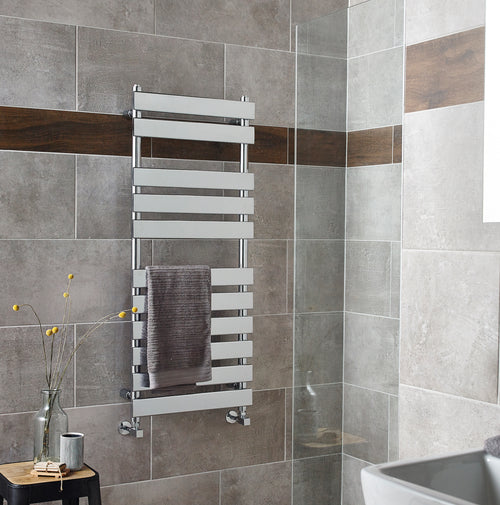Chrome Flat Panel Towel Rail H950 W500