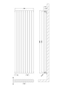 Anthracite Oval Style Double Panel Vertical Radiator H1800 W528