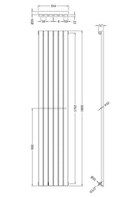 Satin White Square Edged Single Panel Vertical Radiator H1800 W354
