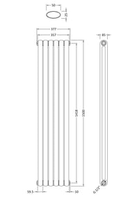 Anthracite 2 Column Vertical Radiator H1500 W383