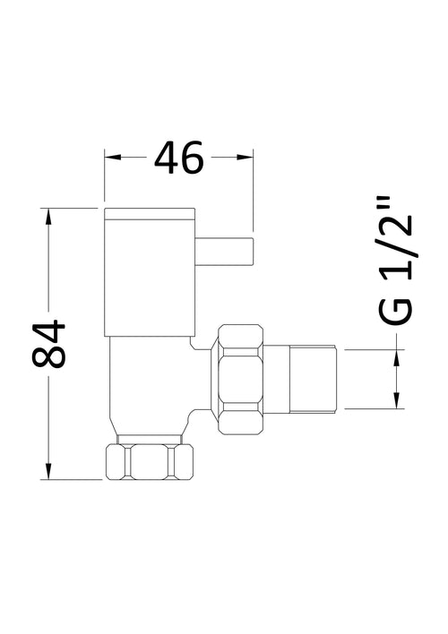 Chrome Angled Round-Handle Radiator Valves Set