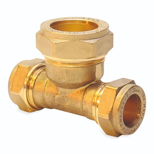 22 x 22 x 28mm Reducing Tee - Compression Fittings - 5 Pack
