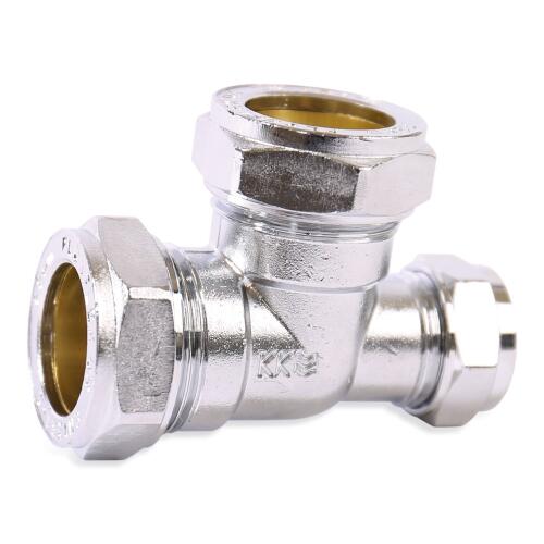 22 x 15 x 22mm Reducing Tee - Compression Fittings - 10 Pack