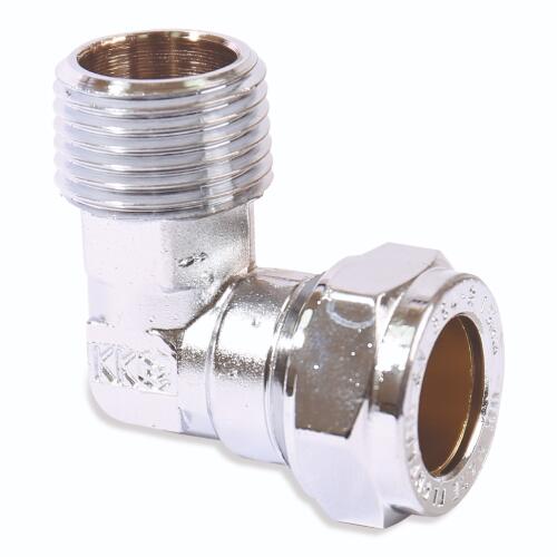 15mm x 1/2" Male Taper Elbow Chrome Plated - Compression Fittings - 20 Pack