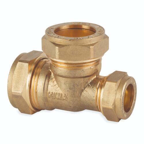 28 x 22 x 28mm Reducing Tee - Compression Fittings - 5 Pack