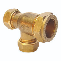 22 x 15 x 15mm Reducing Tee - Compression Fittings - 10 Pack