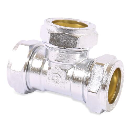 22mm Equal Tee Chrome Plated - Compression Fittings - 10 Pack