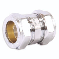 10mm Coupling Chrome Plated - Compression Fittings - 20 Pack