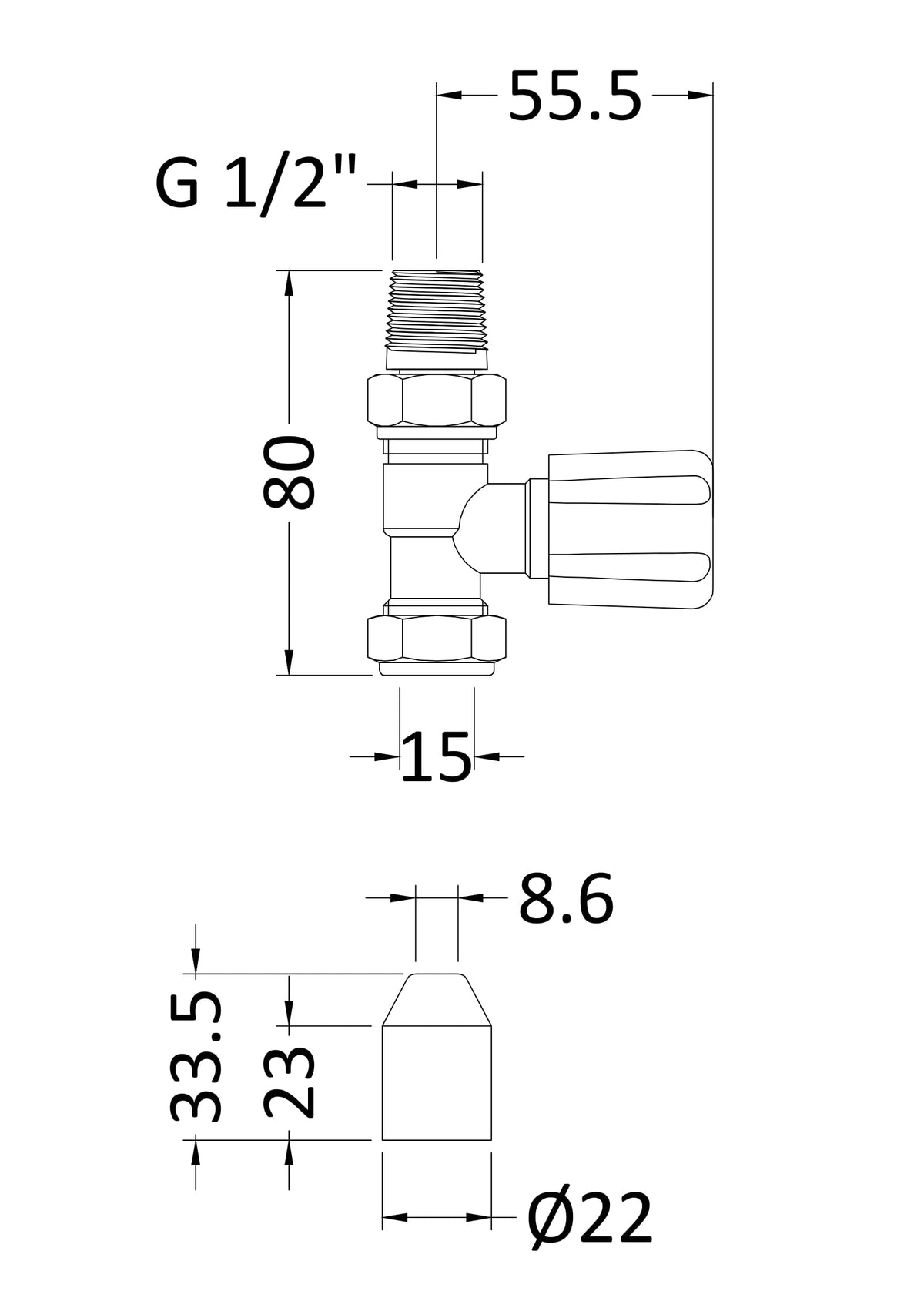 Chrome Ribbed Handle Straight Radiator Valves Pack