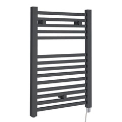 Anthracite Square Tube Electric Towel Rail H690 W500
