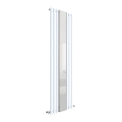 White Oval Style Single Panel Vertical Radiator With Mirror H1800 W499