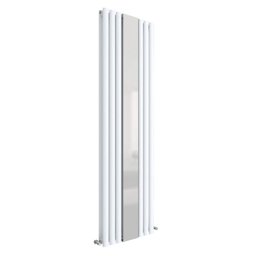 White Oval Style Double Panel Vertical Radiator With Mirror H1800 W499