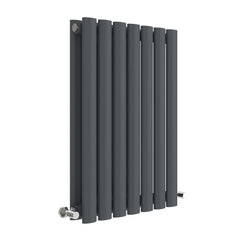 Anthracite Oval Style Double Panel Horizontal Radiator H600 W412