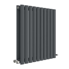 Anthracite Oval Style Double Panel Horizontal Radiator H600 W586