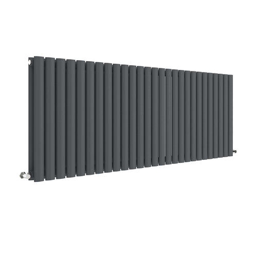 Anthracite Oval Style Double Panel Horizontal Radiator H600 W1572