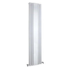Satin White Square Edged Double Panel Vertical Radiator With Mirror H1800 W381