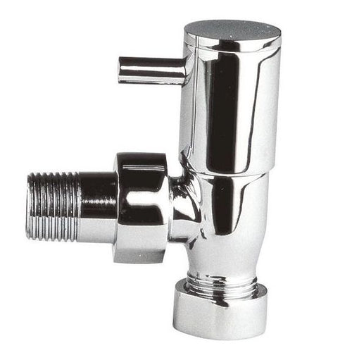 Chrome Angled Round-Handle Radiator Valves Set