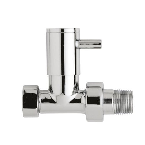 Round Handle Chrome Straight Radiator Valves Set