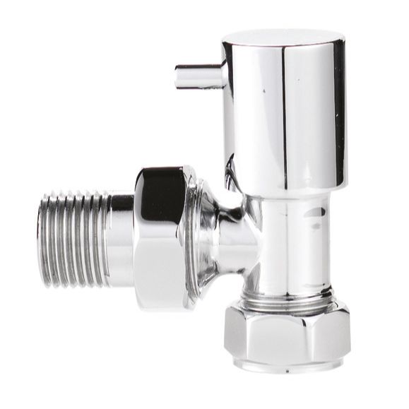 Chrome Angled Round Handle Radiator Valves Set