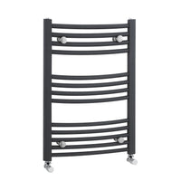 Anthracite Curved Round Tube Towel Rail H700 W500