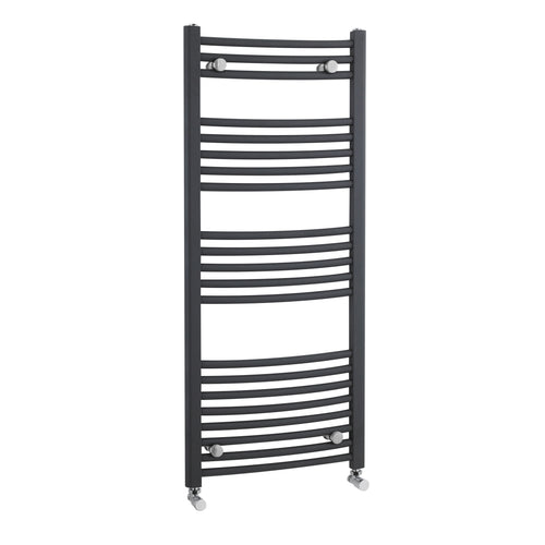 Anthracite Round Tube Curved Towel Rail H1150 W500