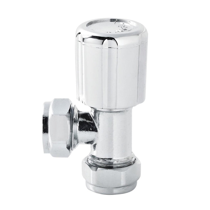 Chrome Ribbed Handle Angled Radiator Valves Set