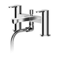 Deck Mounted Rounded Chrome Bath Shower Mixer With Kit