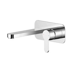 Chrome Rounded Wall Mounted 2 Tap Hole Basin Mixer With Plate