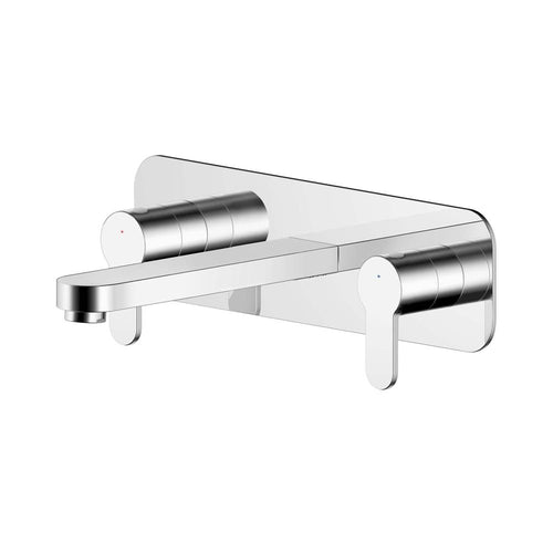 Chrome Rounded Wall Mounted 3 Tap Hole Basin Mixer With Plate