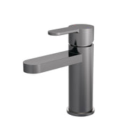 Brushed Gun Metal Rounded Mono Basin Mixer With Push Button Waste