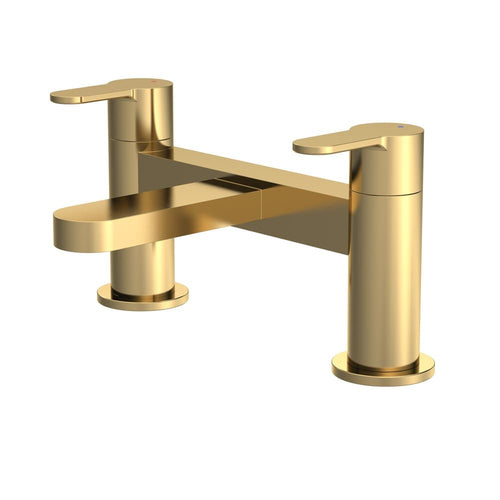 Brushed Brass Rounded Deck Mounted Bath Filler