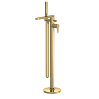 Brushed Brass Rounded Freestanding Bath Shower Mixer