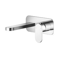 Wall Mounted 2 Tap Chrome Rounded Hole Basin Mixer With Plate