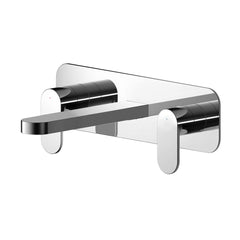 Wall Mounted 3 Tap Hole Chrome Rounded Basin Mixer With Plate