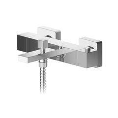 Chrome Square Edged Wall Mounted Thermostatic Bath Shower Mixer